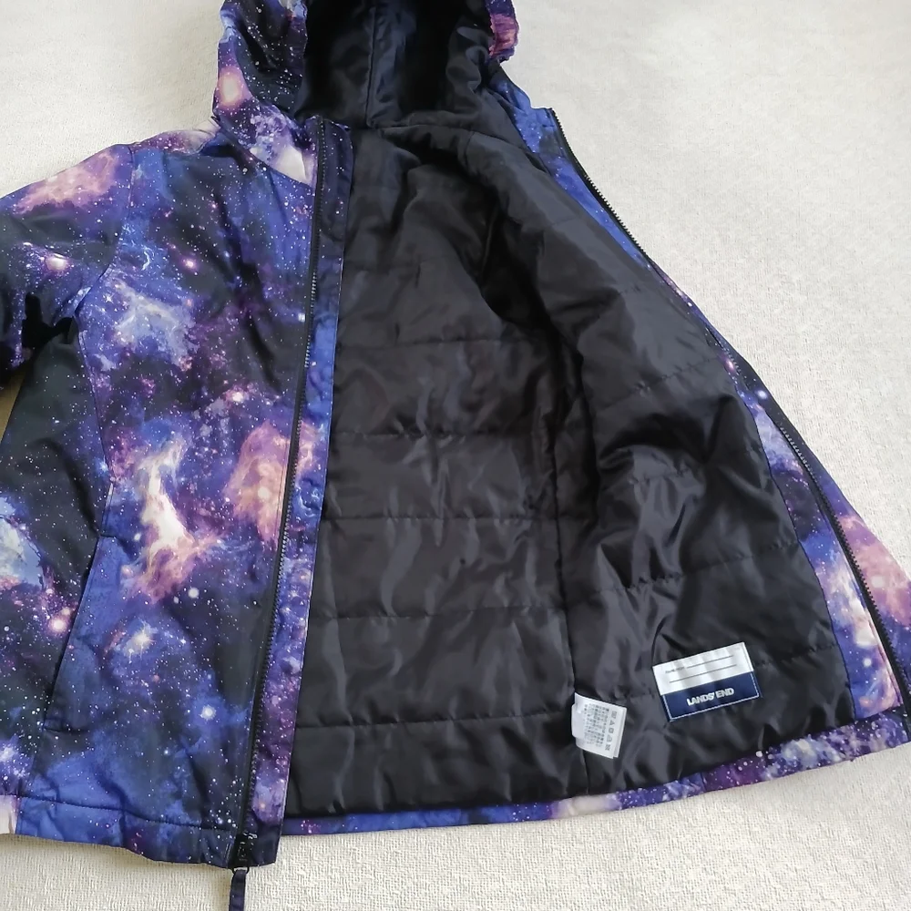 lands end ♡ galaxy full zip jacket kids medium 10 12 space whimsy